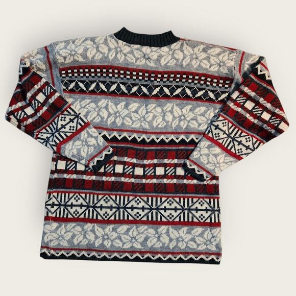 Huntington Ridge Sweater Women's Sz L Red an Blue Knit Christmas Made In the USA - Picture 3 of 6